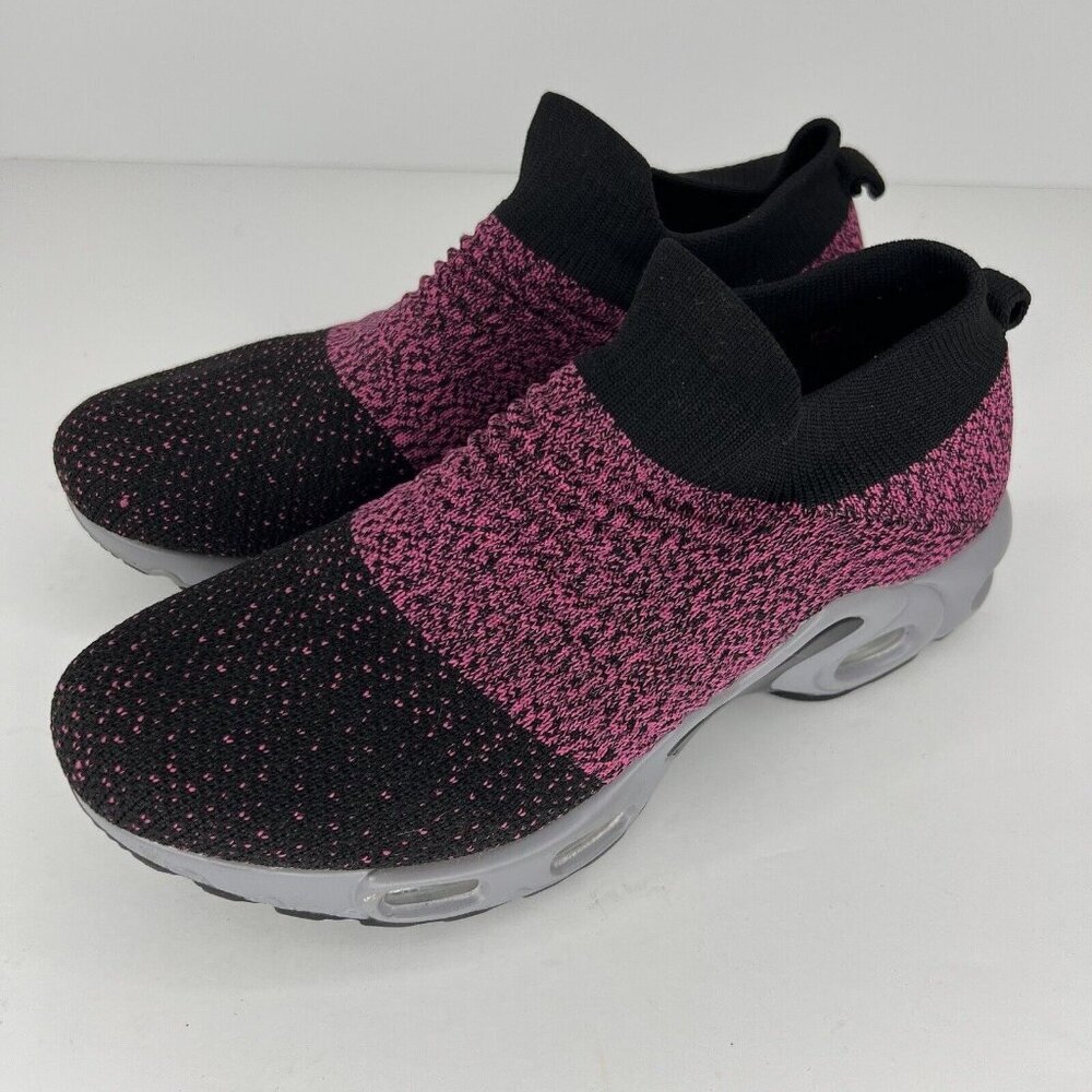 Flex Knit Breathable Memory Foam Shoes Womens Size 8 Mauve Black Mesh Loafers